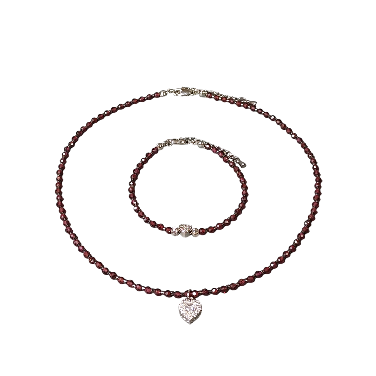 Комплект браслет із гранату та чокер із гранату