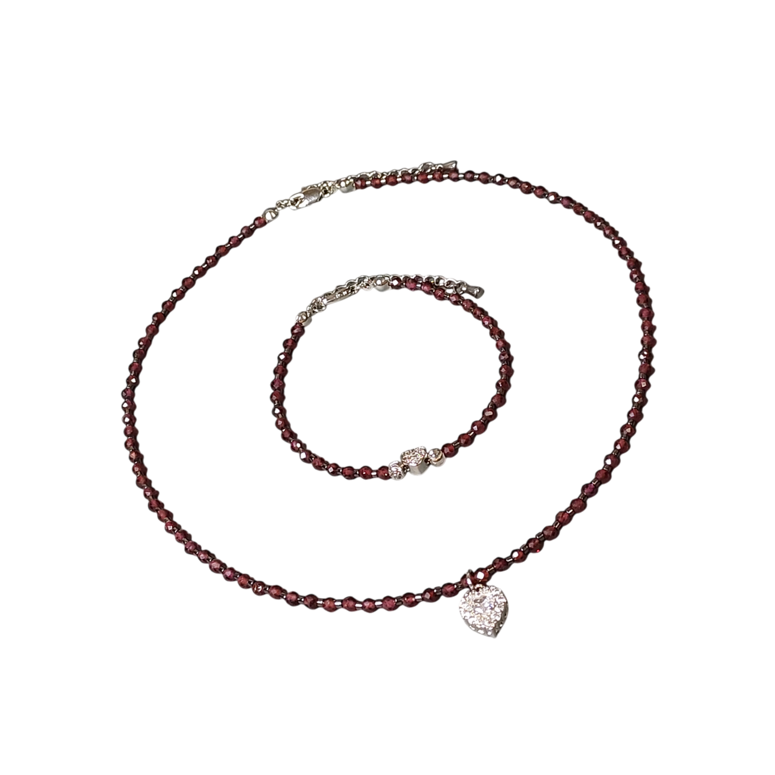 Комплект браслет із гранату та чокер із гранату